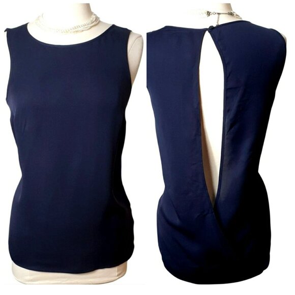 Michael Kors Womens Sleeveless Blouse M Black Open Back Elegant Date Resort - Picture 1 of 8